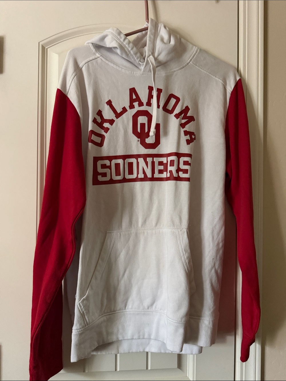 Fanatics White and Red Oklahoma Sooners Crewneck Hoodie